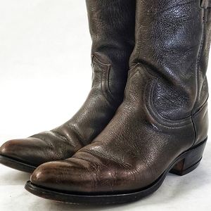 Vintage FRYE Western Riding Cowboy Boots Brown Leather Black Label SEE SIZE NOTE